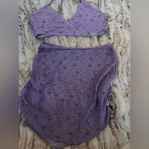 Purple floral bikini - bottoms not included - comes with cover up skirt